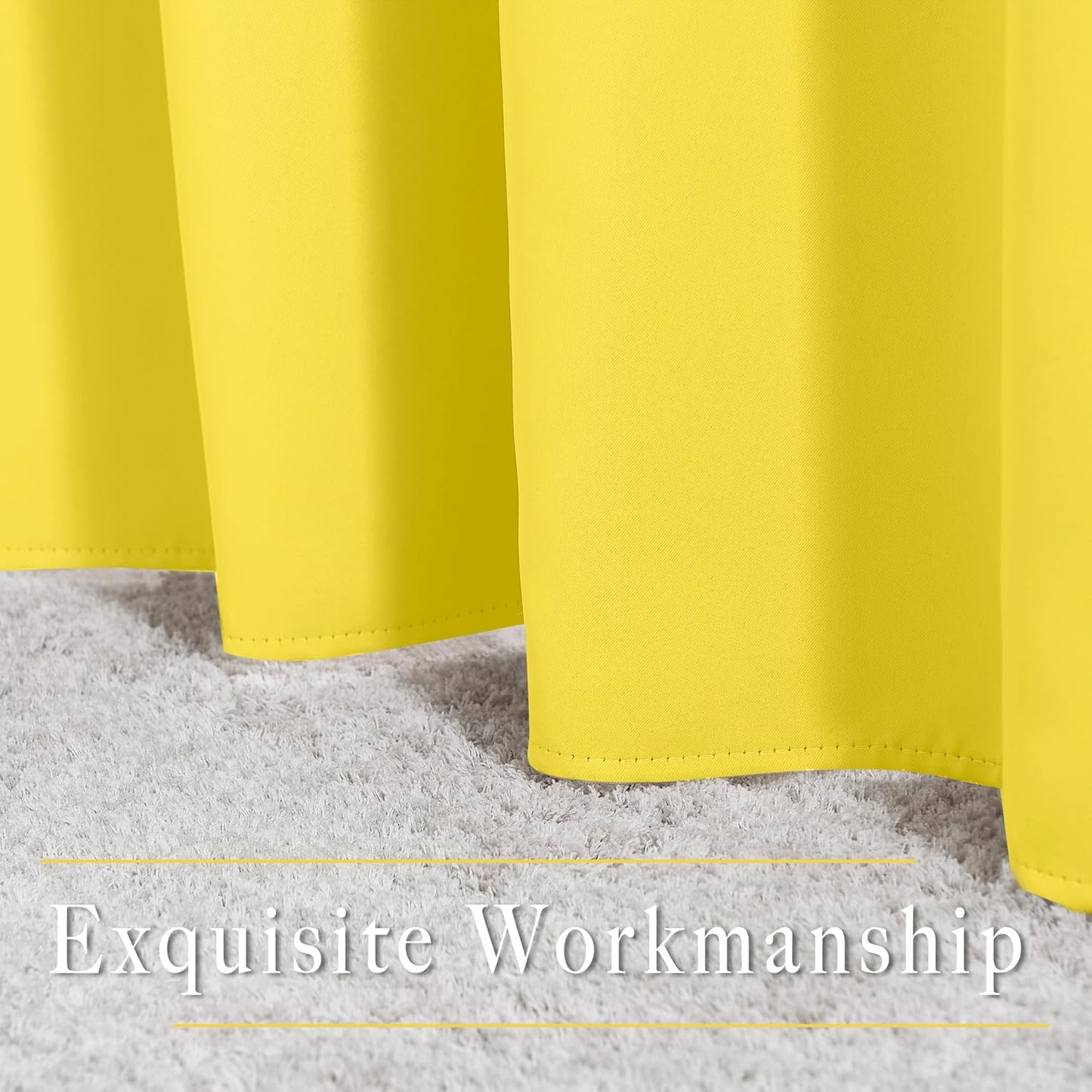 NICETOWN Bright Yellow Blackout Curtains 84 inch Long for Bedroom - Thermal Insulated Solid Grommet Light Blocking Window Curtains & Drapes for Living Room (2 Panels, 52 x 84 Inch, Bright Yellow)