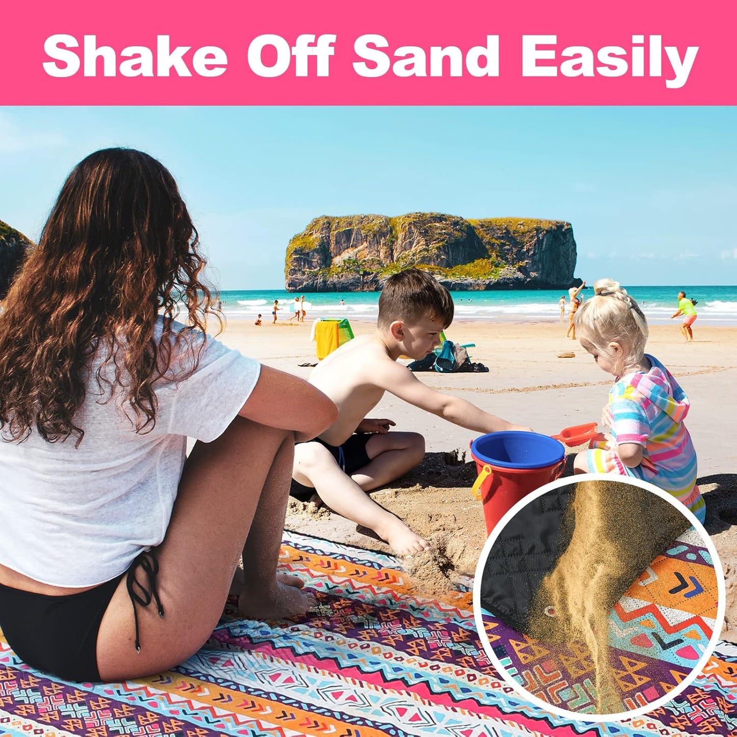 PY SUPER MODE Picnic Blankets Extra Large, Waterproof Foldable Outdoor Beach Blanket Oversized 83x79” Sandproof, 3-Layer Picnic Mat for Camping, Hiking, Travel, Park, Concerts-Bohemian Brown