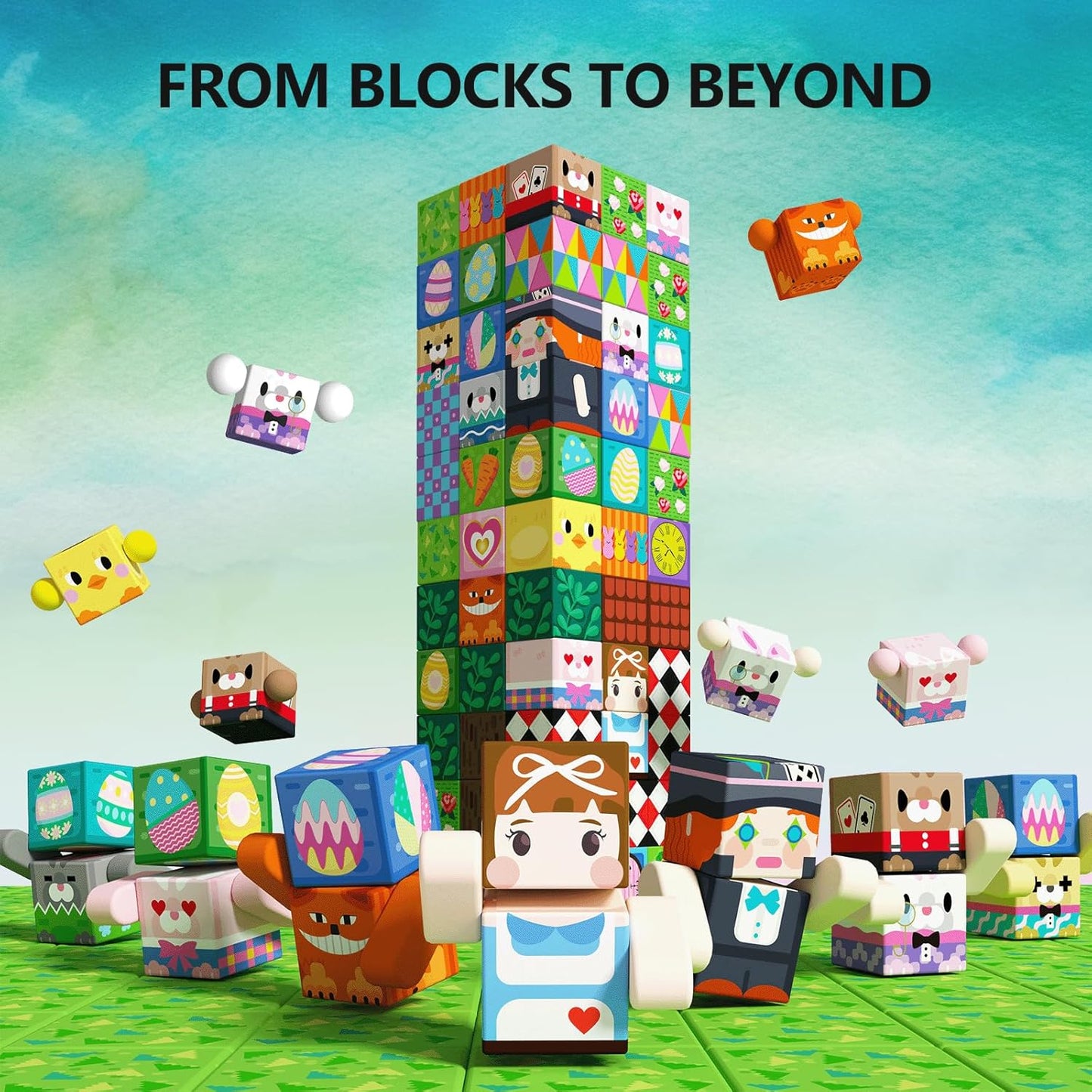 GobiDex 100PCS Magnetic Blocks Building Toys for 3+ Years Old Girls Boys, Game-Based Build MagWonder with Sensory Construction Set, Birthday Gifts for Kids(1inch)