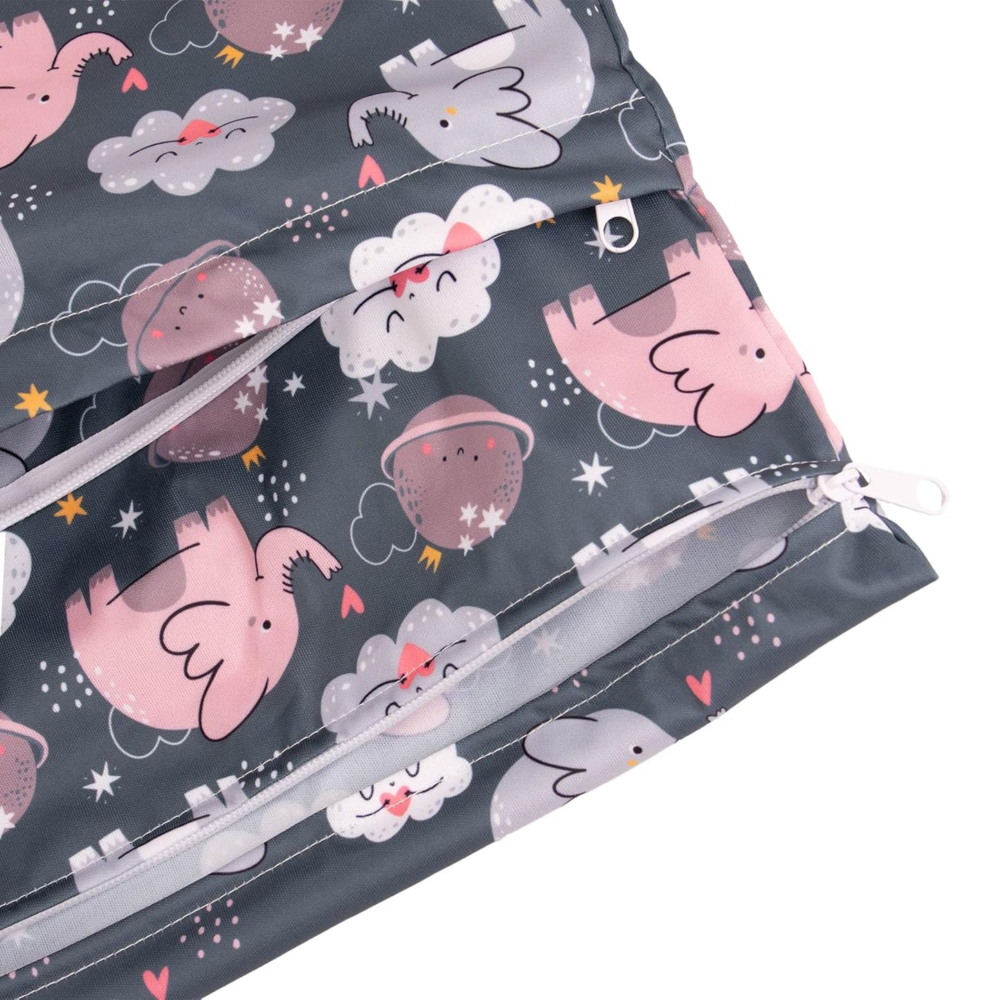 babygoal Wet Dry Bags 3 Pack for Baby Cloth Diapers, Washable Travel Bags, Beach, Pool, Gym Bag for Swimsuits & Wet Clothes with Two Zippered Pockets 3LN27