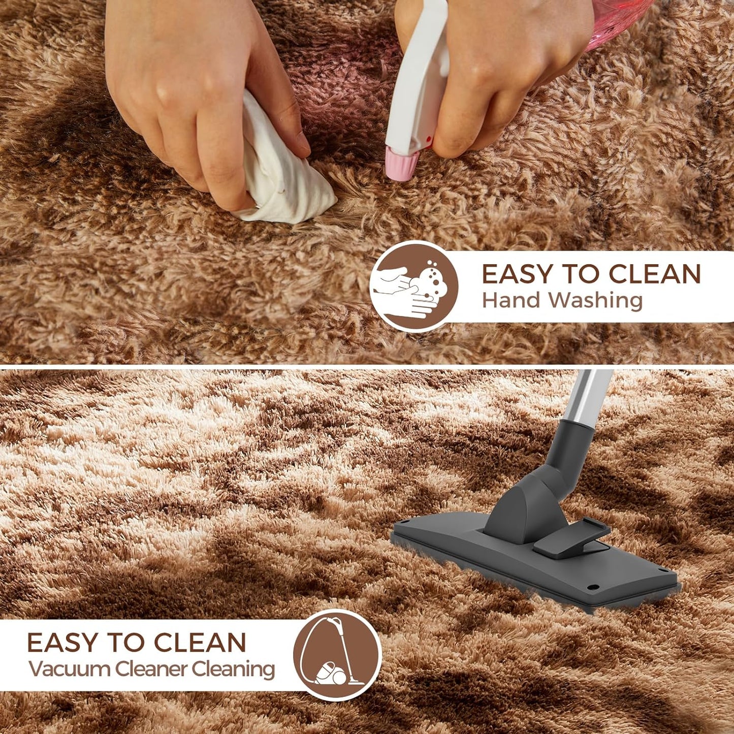 Ultra Soft Rug for Living Room, 5X8 Fluffy Shag Area Rug for Bedroom, Modern Shaggy Carpet Fuzzy Rug for Teens Dorm Nursery Home Decor Aesthetic, Upgrade Anti-Skid Durable, Tie-Dyed Coffee