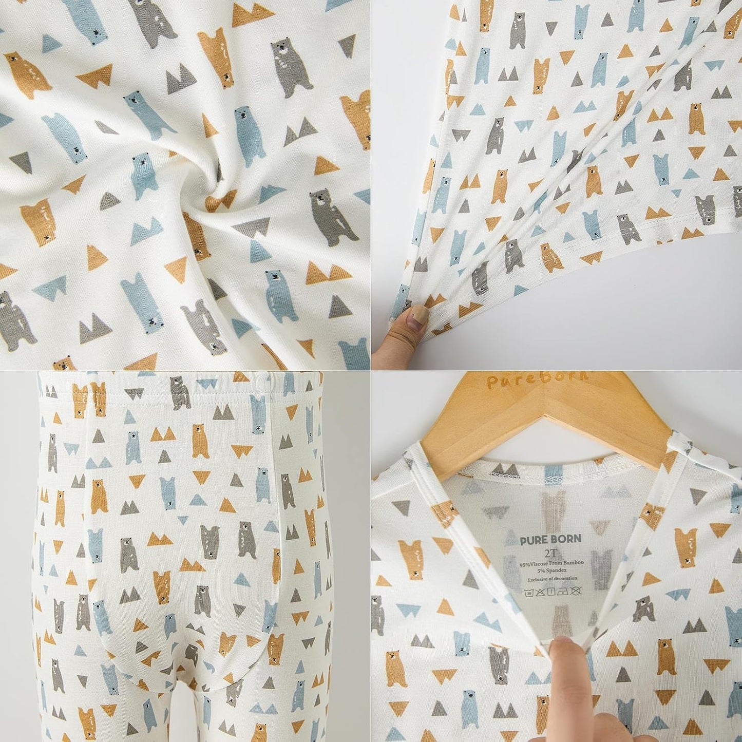 pureborn Baby Toddler Kids Viscose from Bamboo Pajamas Set Pjs 2pcs 18M-8Y