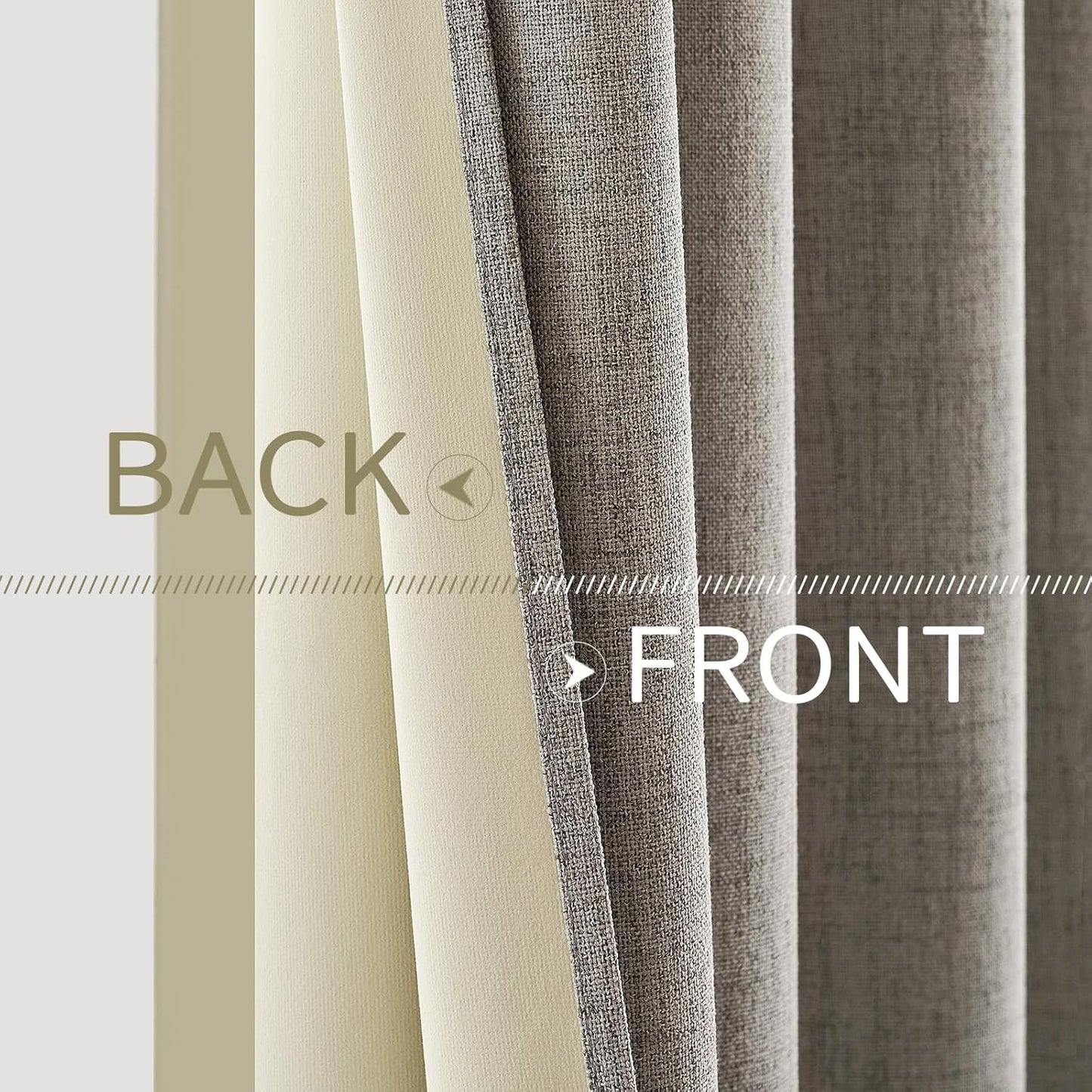 MIULEE Linen Texture Curtains for Bedroom Solid 100% Blackout Thermal Insulated Linen Curtains Grommet Room Darkening Curtains/Draperies for Living Room Nursery 52x96 Inch (2 Panels)