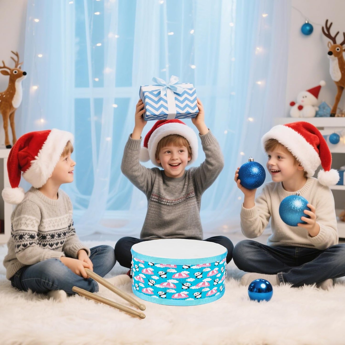 Kids Drum Set with Adjustable Strap: Toddler Musical Instrument for Ages 3-5, Wearable Drum Kit with Drumsticks, Educational Percussion Toy for Rhythm Music Development (Blue)