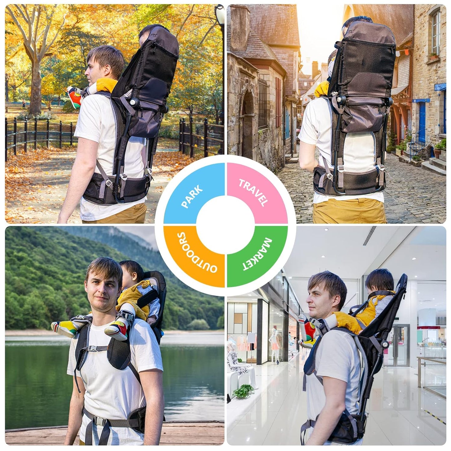 Baby Shoulder Carrier Baby Hiking Backpack Carrier with Rain Cover Sun Shade for Child Safe Backrest and Toddler Ergonomic Seat Holds 40 Pound for Children Between 6 Months-3 Years Old Babies