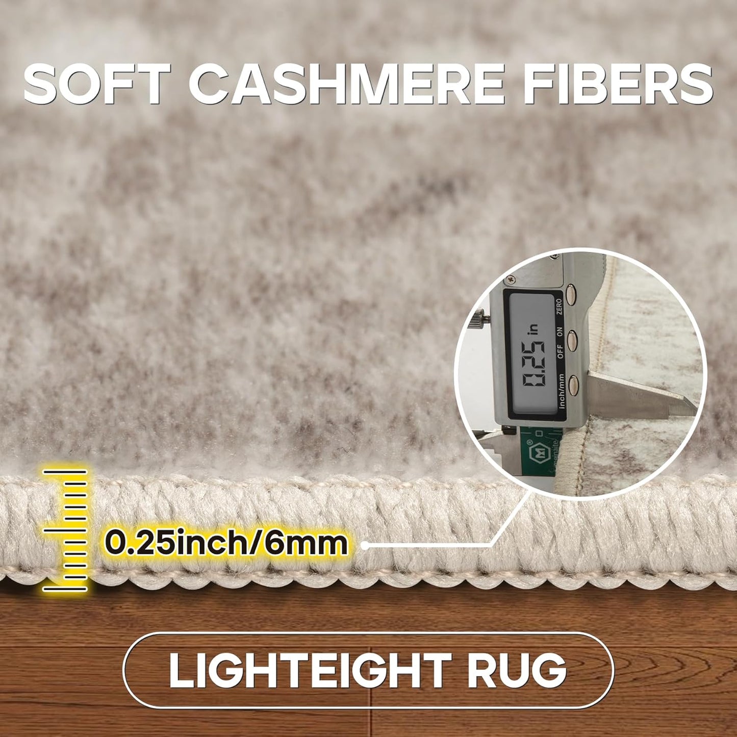 Runner Rug for Hallways Kitchen 2'6"x8' Washable, Non Slip Carpet 8ft Area Rugs Entryway Rubber Backed 8 Feet Neutral Abstract Modern Low Pile Indoor Brown Grey