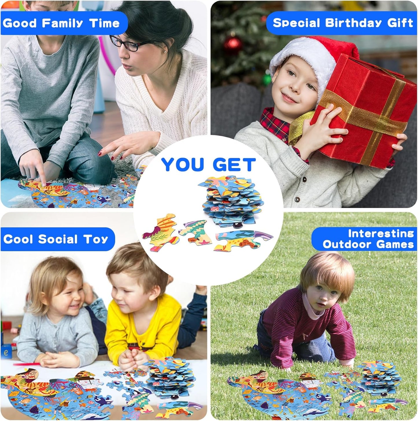 Floor Puzzle Suitable for Children Aged 3-10, Unique Large Irregular Animal Shaped Art Puzzle Suitable for Boys and Girls 36 Pieces Toys As Gifts for Children (Dolphin)