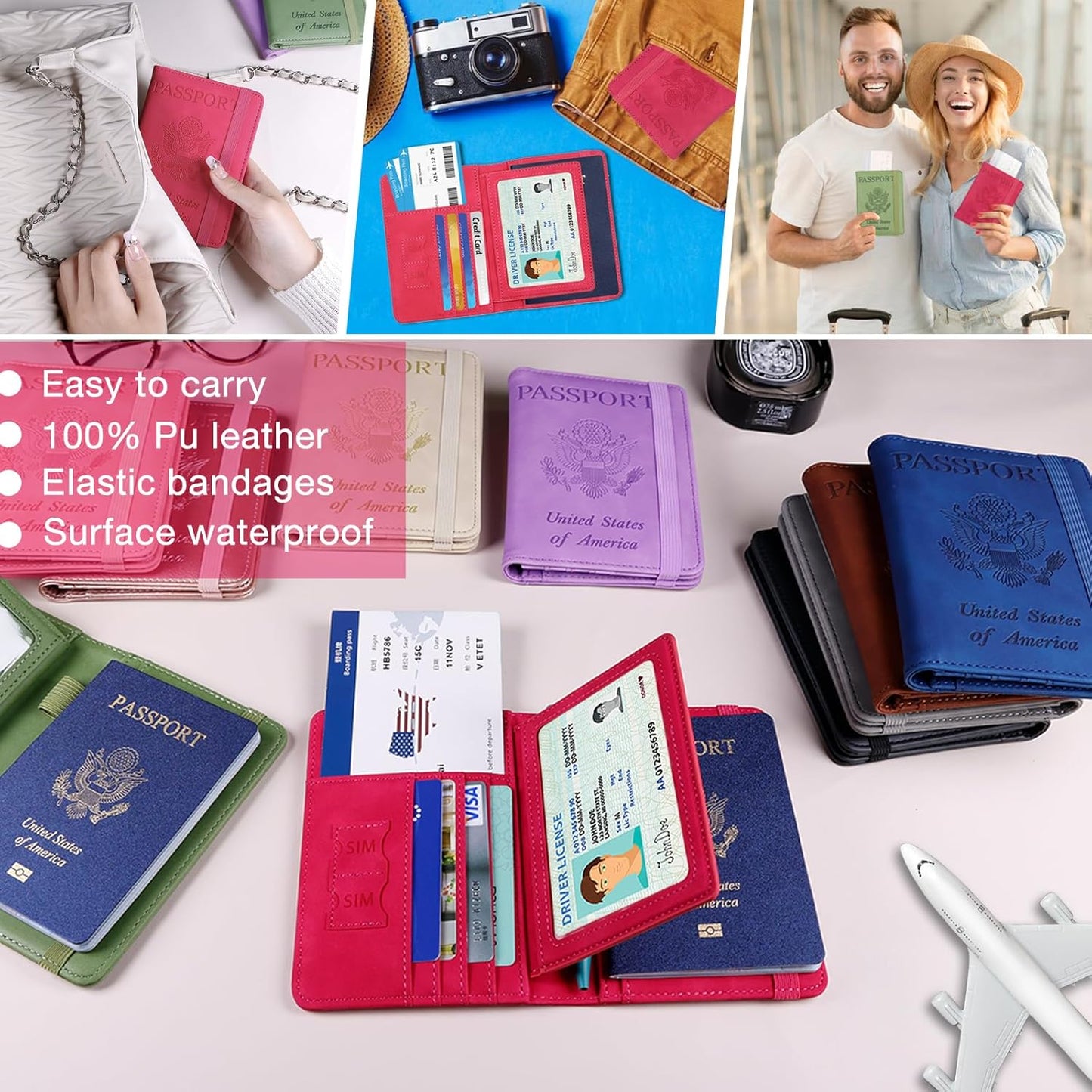 Melsbrinna Rfid Passport Holder for Travel women/Men, Cute Passport Wallet Rfid Blocking Card Slots, Rfid Passport Cover/CaseTravel Wallet, Passport Book Holder (1, Red5)