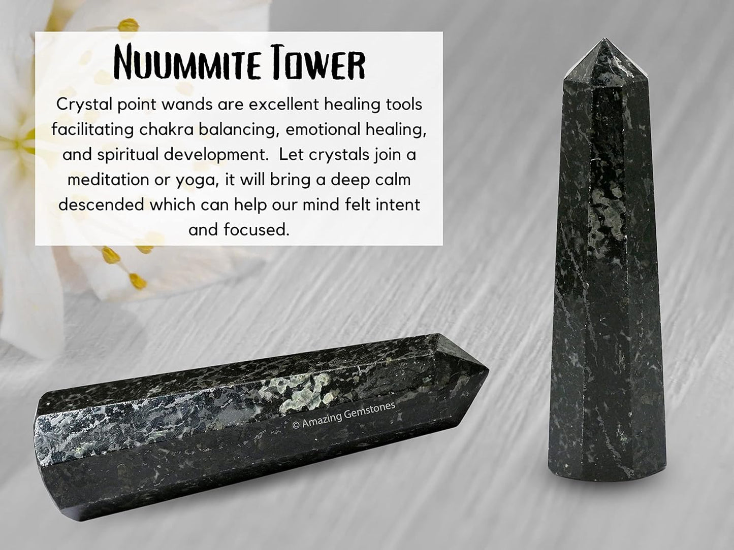 Amazing Gemstone Nuummite Crystal Towers ~ Natural Healing Crystal Point Obelisk for Reiki Healing and Crystal Grid (3- Inch)