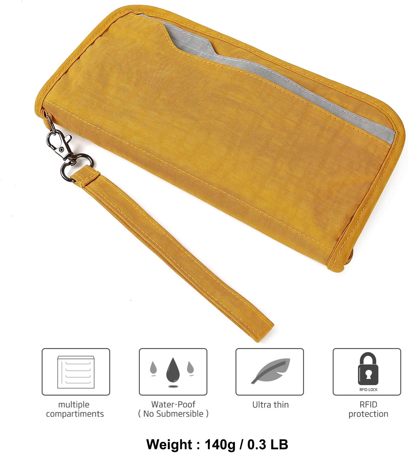 ZOPPEN Passport Holder Family RFID Passport Wallet, Passport Holder Women/Men, Travel Wallet Documents Organizer Zipper Case with Removable Wristlet Strap, Travel Essentials for Flying