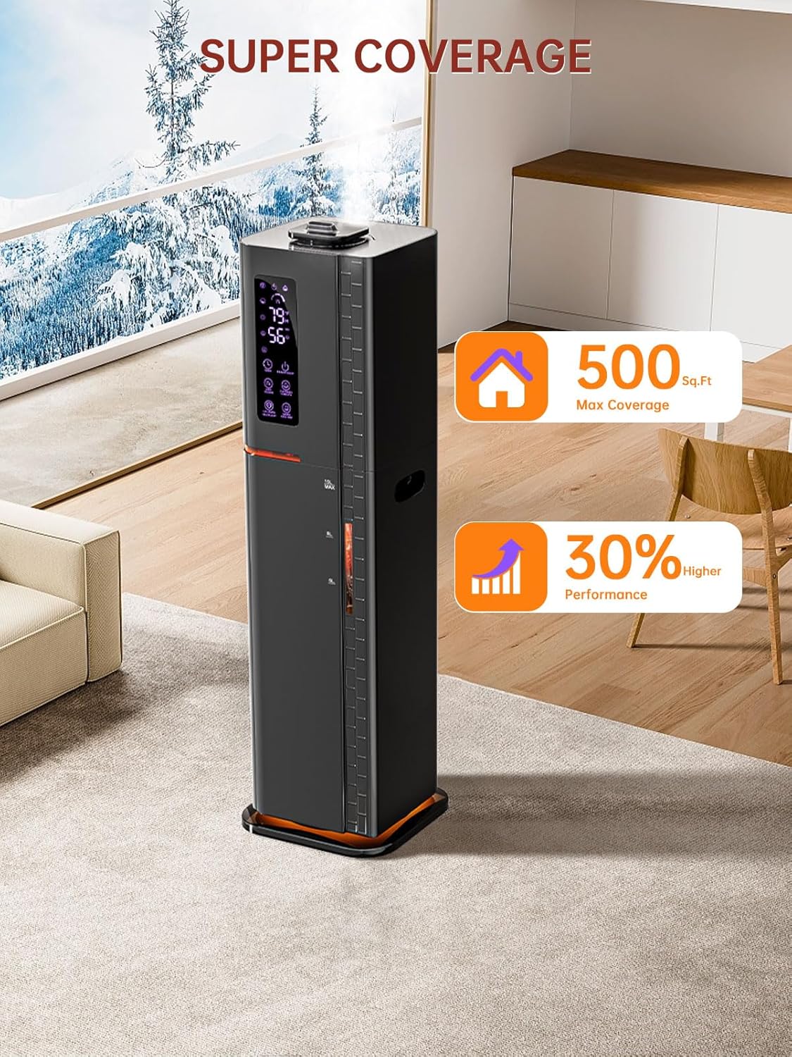 2.64Gal Humidifiers for Bedroom Large Room, Warm and Cool Mist up to 500ft², Top Fill Diffuser Ambient Light, 3 Mist Modes, 24H Timer, 35dB Quiet Humidifier for Home Office Plant