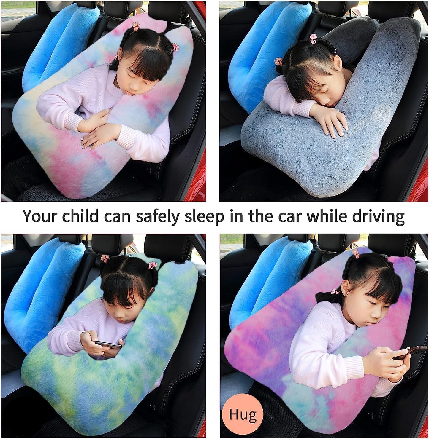 Travel Pillow Car Pillow Kid Car Sleeping The Sleeping Aid for Adults and Kids on Road Trips Kids Travel Pillow Colorful Purple
