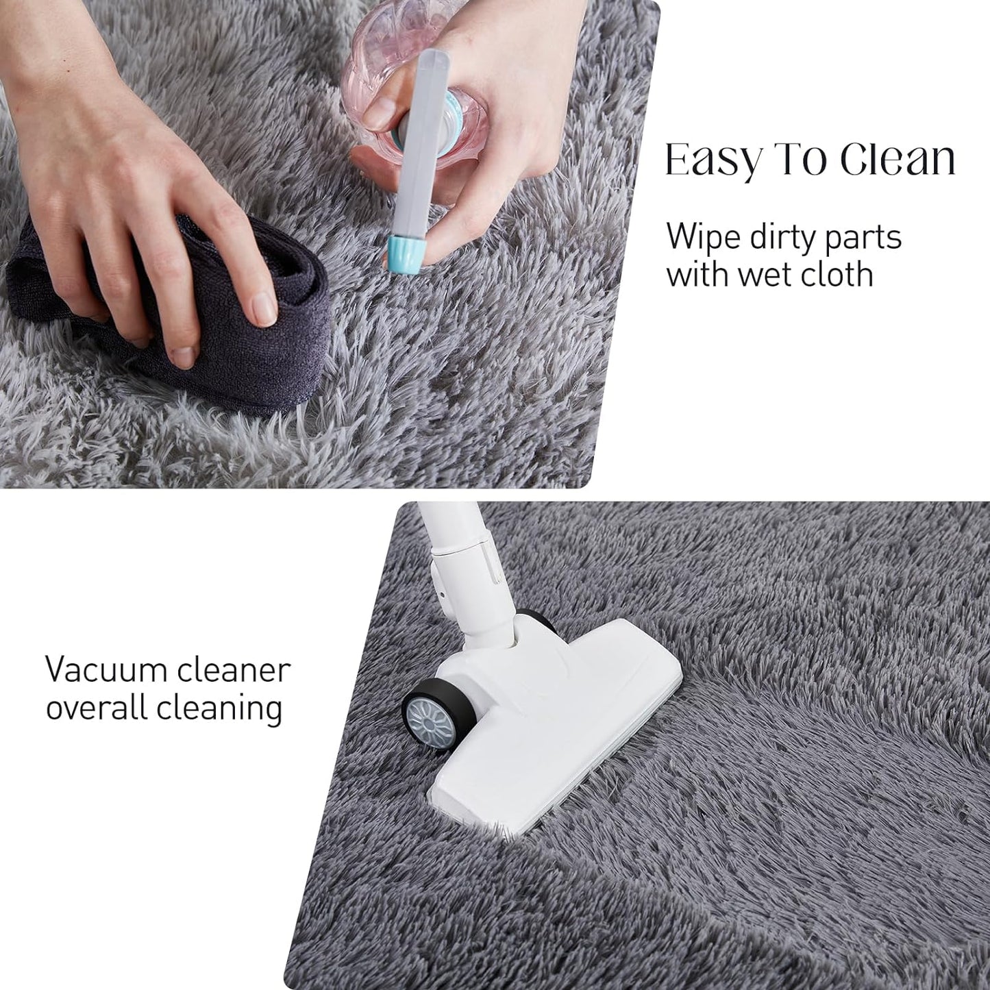Fluffy Shag Area Rug, 4x6 Grey Rugs for Bedroom, Soft Plush Area Rugs for Living Room, Non-Slip Indoor Carpet for Nursery, Study Room, Dressing Room, Home Decor