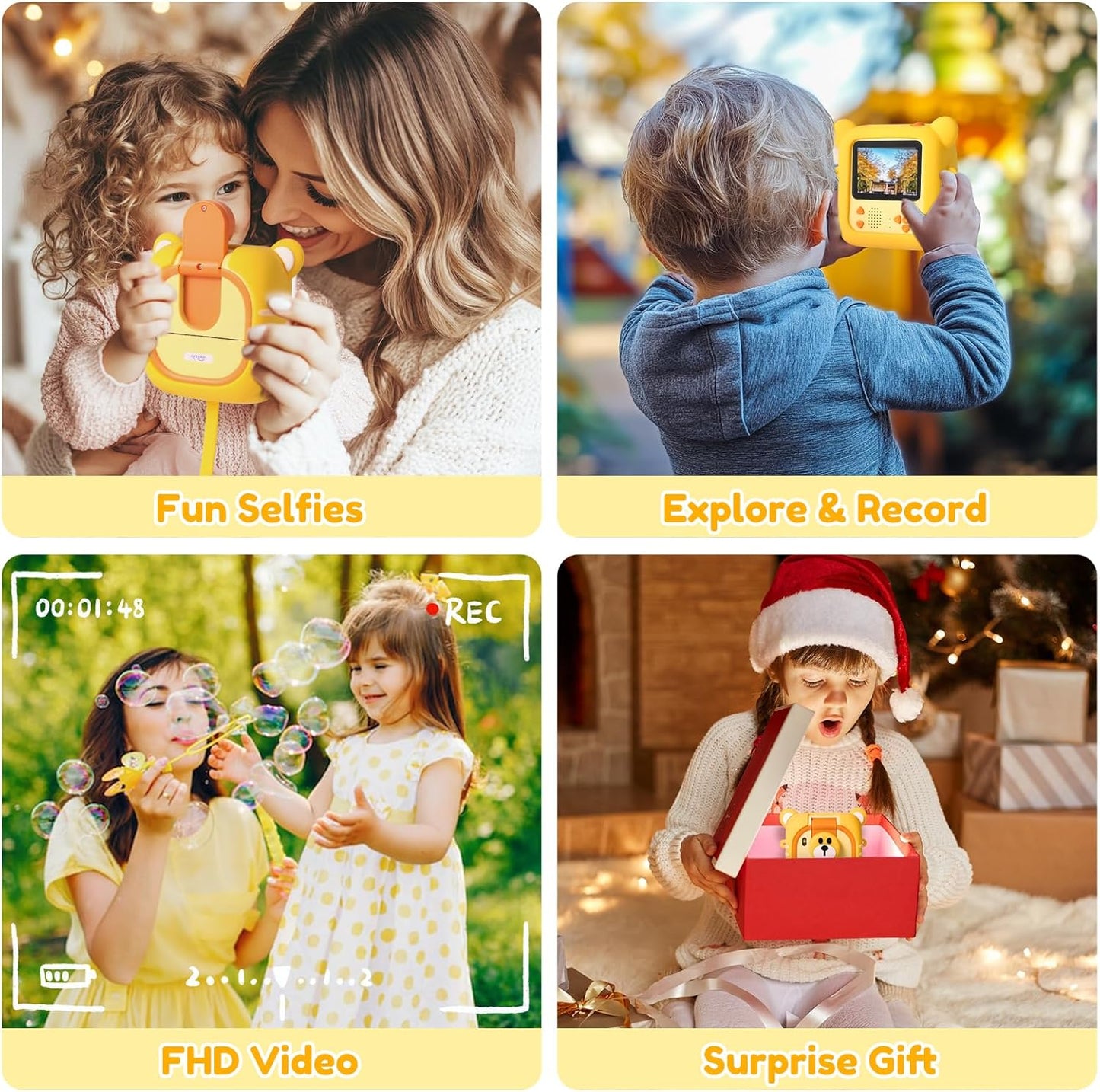 Kids Camera Instant Print, 7 Print Paper (4 Color: O/R/G/B+3 B&W), 2.4" Screen Instant Camera for Kids Ages 3-12,1080P, 180°Flip Lens,32GB Card- Christmas Birthday Present for Boys & Girls,M2