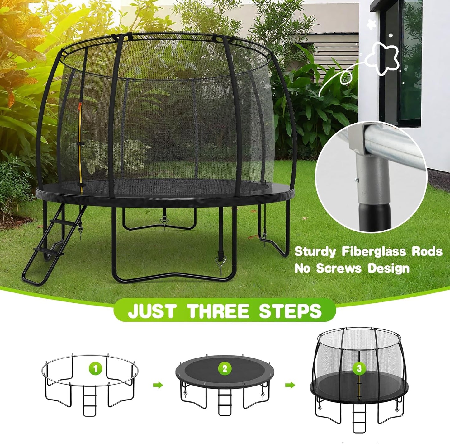 LotFun Kids Trampoline, 36 Inch Round, Indoor Outdoor with Basketball Hoop, 55 lb Weight Capacity