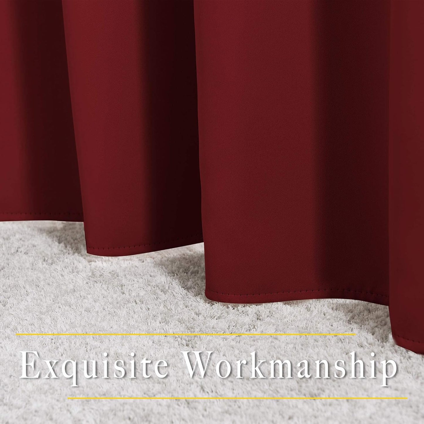 NICETOWN Blackout Draperies Curtain Panels - Thermal Insulated Solid Grommet Blackout Curtains/Panels/Drapes for Christmas (Burgundy Red, 1 Pair, 52 by 54-Inch)