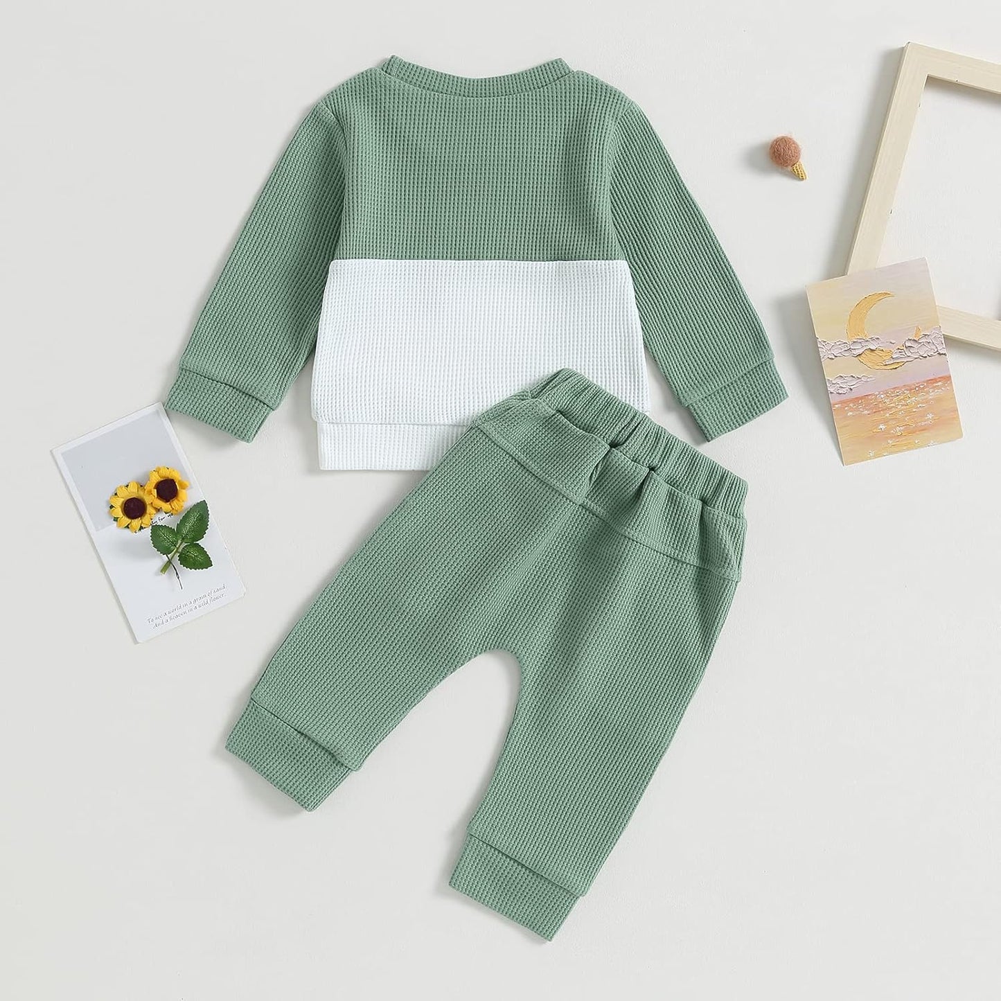 Kupretty Toddler Baby Boy Fall Winter Clothes Color Block Long Sleeve Sweatshirt Pullover Tops + Joggers Pants Outfit Set
