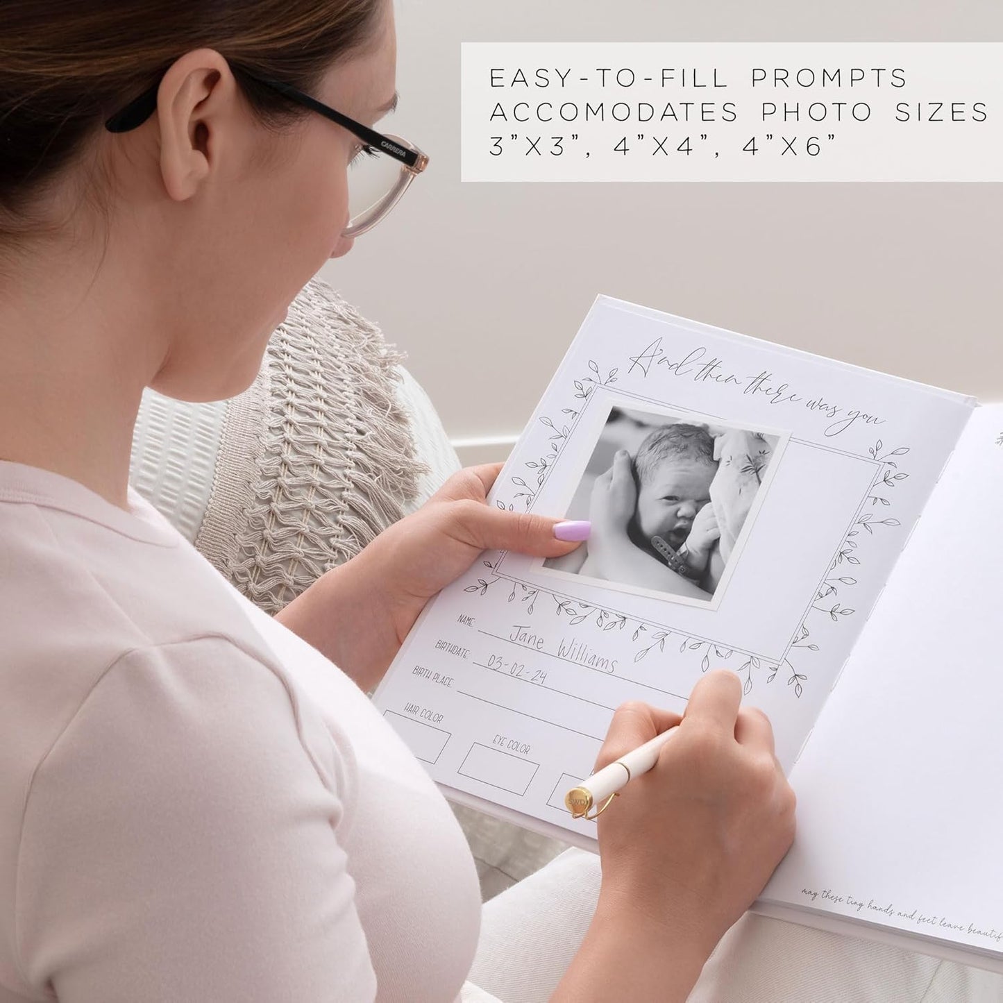 Baby Memory Book for the Modern Minimalist - Simple Baby Book for Girl - First Years Journal - Monthly Milestone Keepsake Record Book - Pregnancy Gift for Baby Shower (Pink)