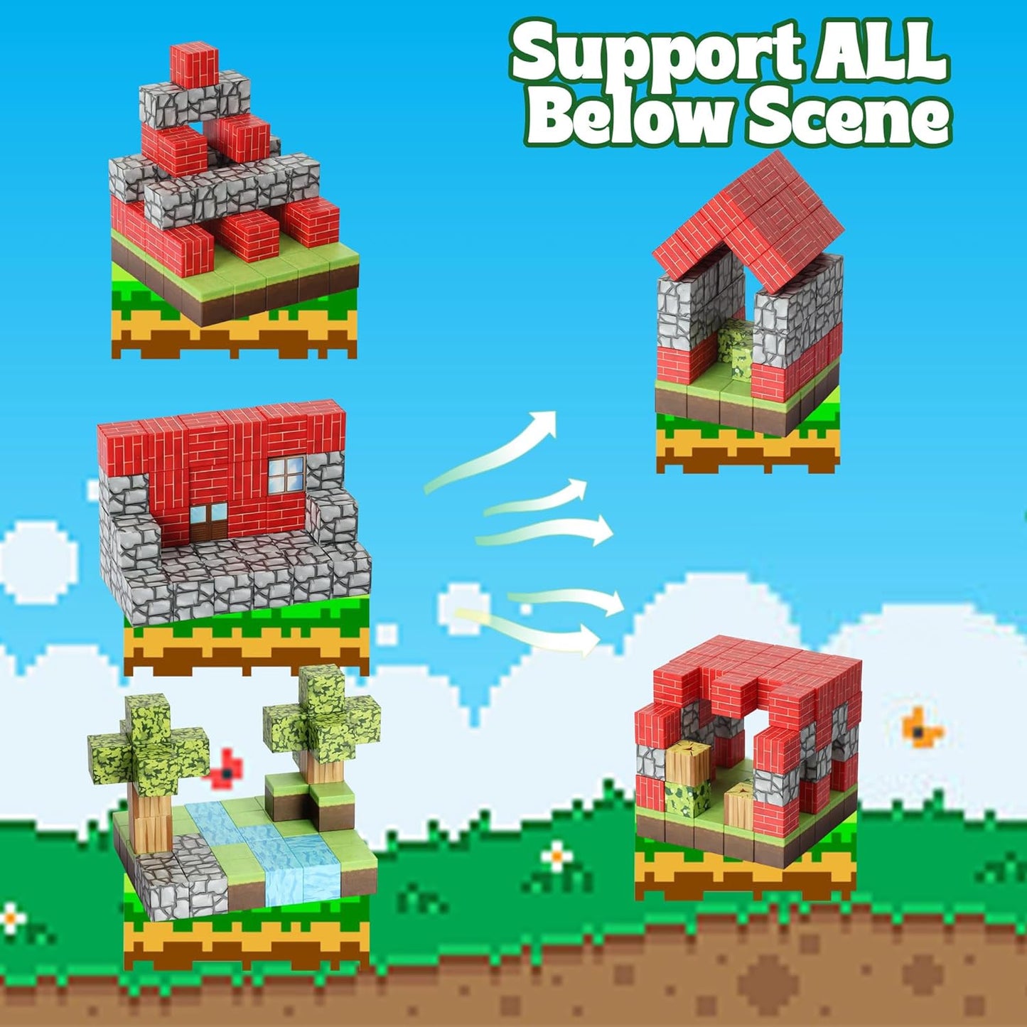 176 PCS Magnetic Blocks for Kids Ages 4-8, STEM Building Toys for 3+ Year Old Boys Girls, Magnetic Tiles Stacking Blocks Educational Preschool Toys Birthday Gifts