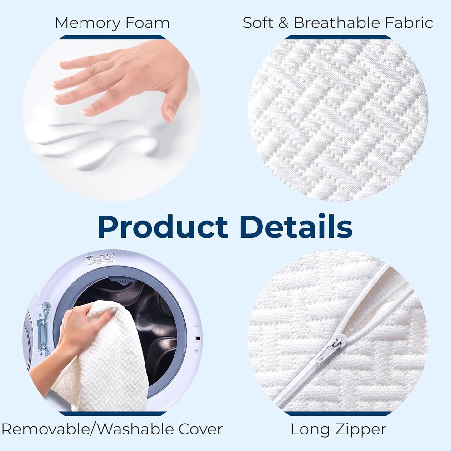 5 STARS UNITED Knee Pillow for Side Sleepers - Hip Pain Relief, Memory Foam Leg Cushion for Side Sleeping - Between Legs Pillow for Sciatica & Lower Back Pain, White