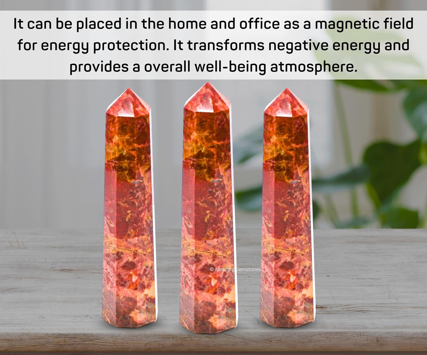 Amazing Gemstone Brecciated Jasper Crystal Towers ~ Natural Healing Crystal Point Obelisk for Reiki Healing and Crystal Grid (3- Inch)
