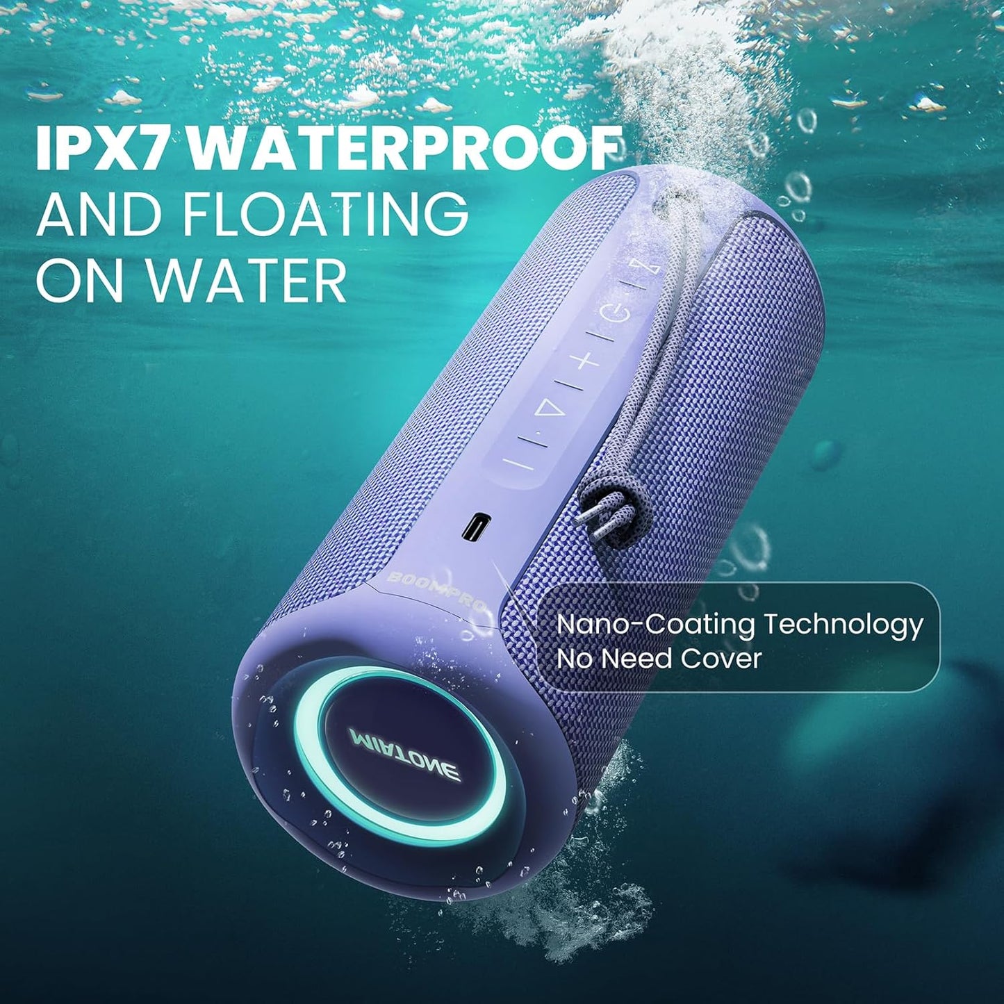 MIATONE Portable Bluetooth Speaker 36W Stereo Sound Bass Boost, 24H Playtime, Bluetooth 5.3 TWS Pairing Girl Friend Gifts for Woman(Purple)