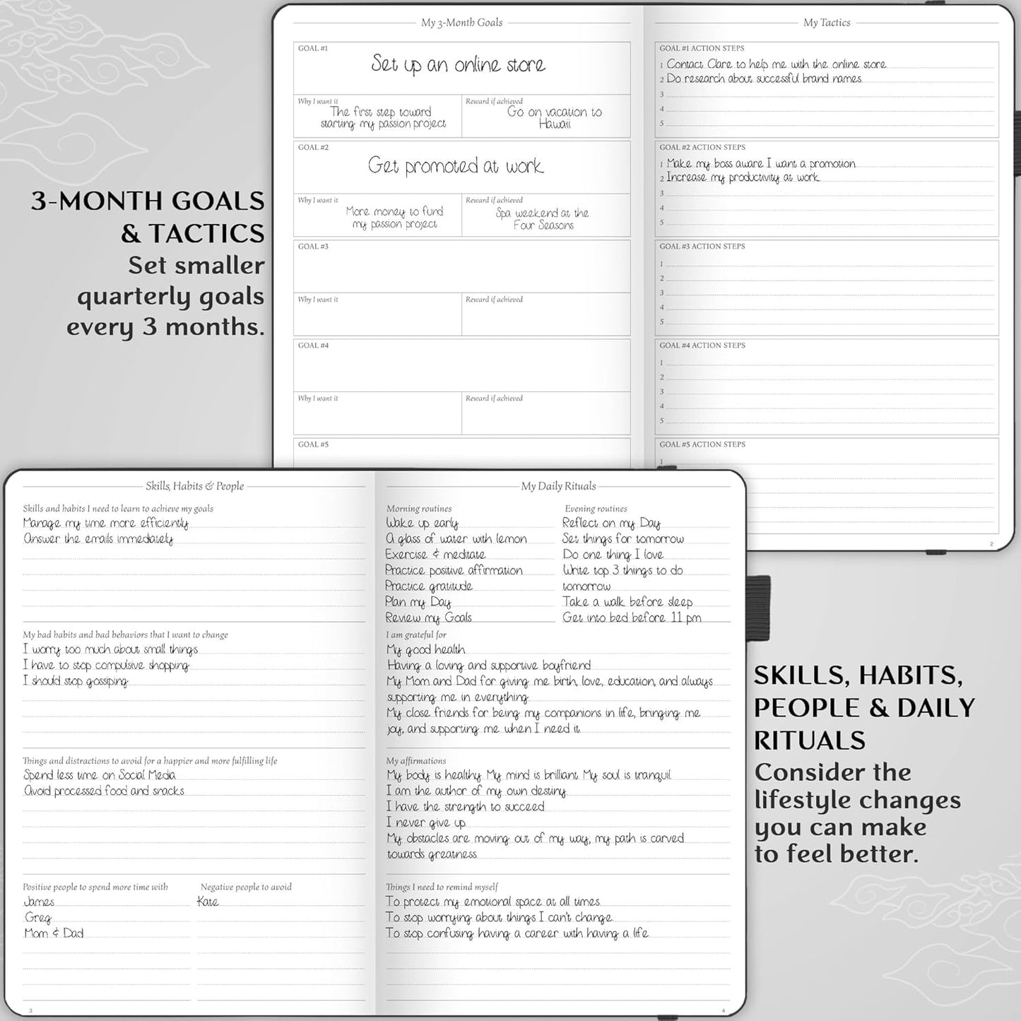Legend Planner Daily for 3 Months – Undated Monthly Weekly & Daily Planner to Hit Goals. Organizer & Productivity Journal, A5 (Black)