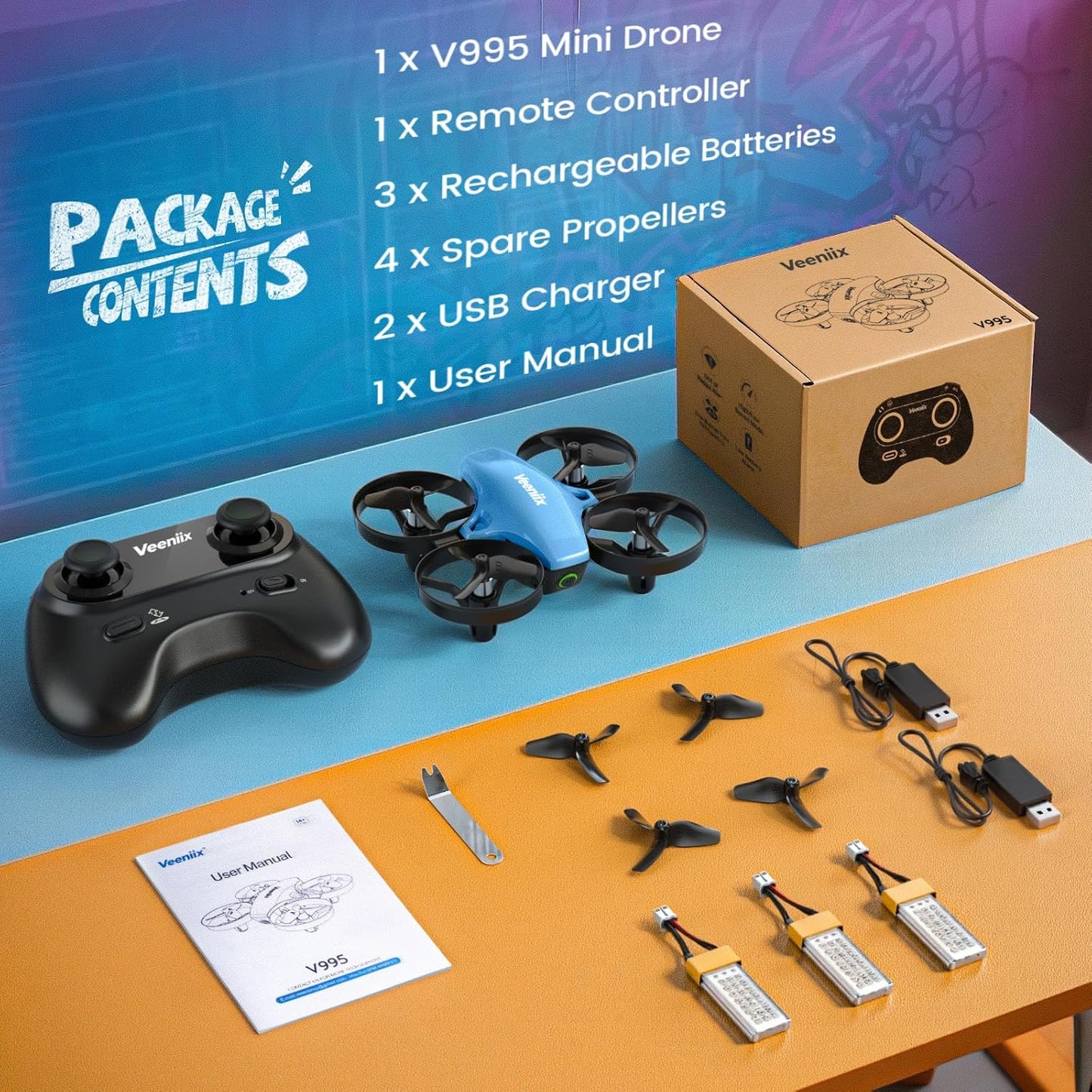 V995 Mini Drones for Kids 8-12 and Beginners,Indoor RC Quadcopter,Small Helicopter Plane with 3D Flips,360° Rotation,Circle Fly,Auto Hover,Headless Mode and 3 Batteries,Gift for Boys and Girls