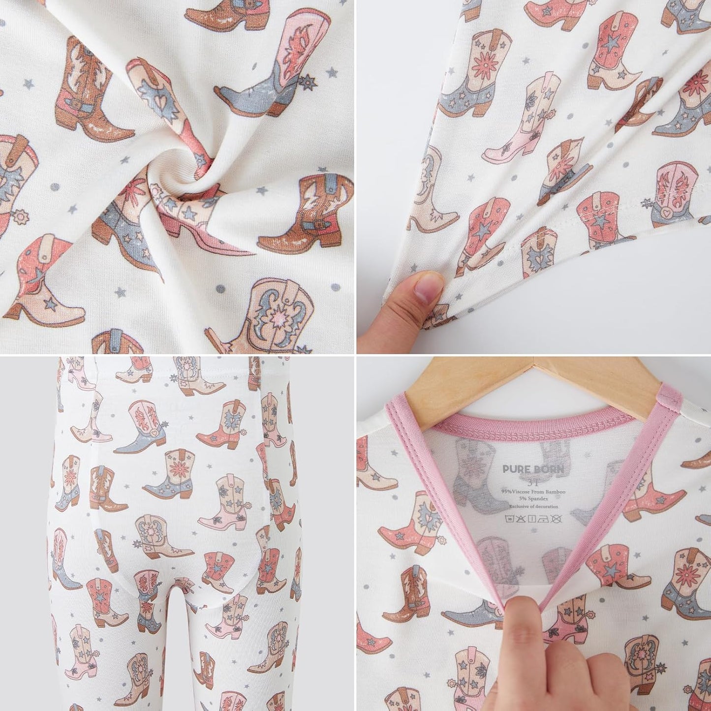 pureborn Baby Toddler Kids Viscose from Bamboo Pajamas Set Pjs 2pcs 18M-8Y