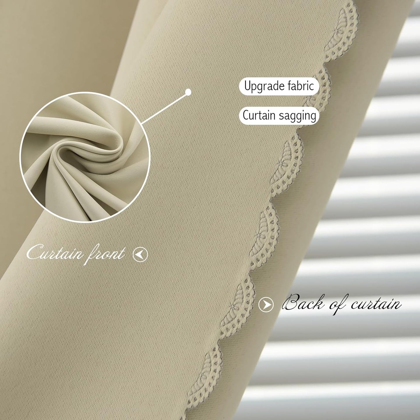 Self Adhesive Portable Blackout Curtains for Bedroom Easy to Install Window Thermal Lnsulated Kitchen Room Darkening Small Window Curtains, Cortinas Para Cuarto, 35"W X 59"L, Beige, 1 Panel