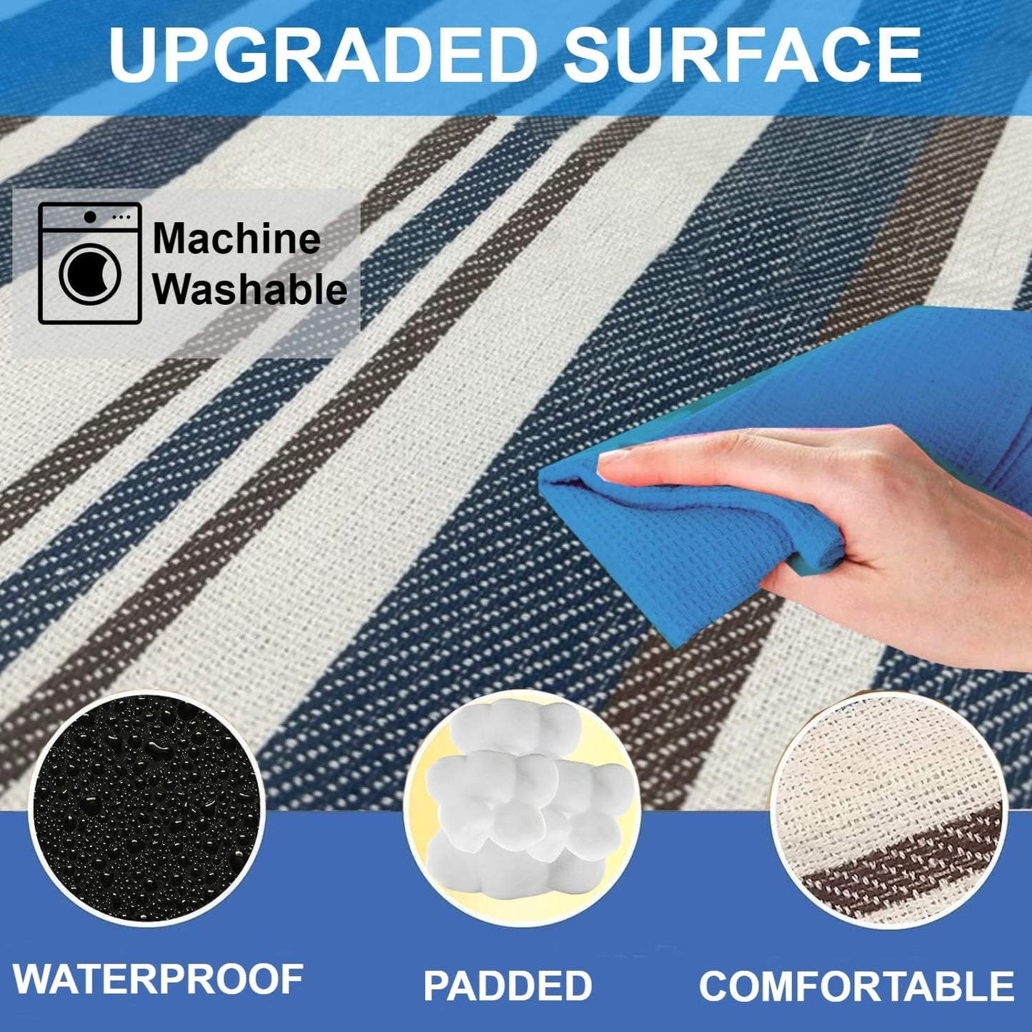 scuddles 60" x 80" Extra Large Outdoor Picnic Blanket – Waterproof, Foldable Travel Mat for Beach, Camping, Grass, Lawn, Park – Dual Layer, Sand-Free, Soft Throw Rug Fits 4 Adults, Summer Accessories