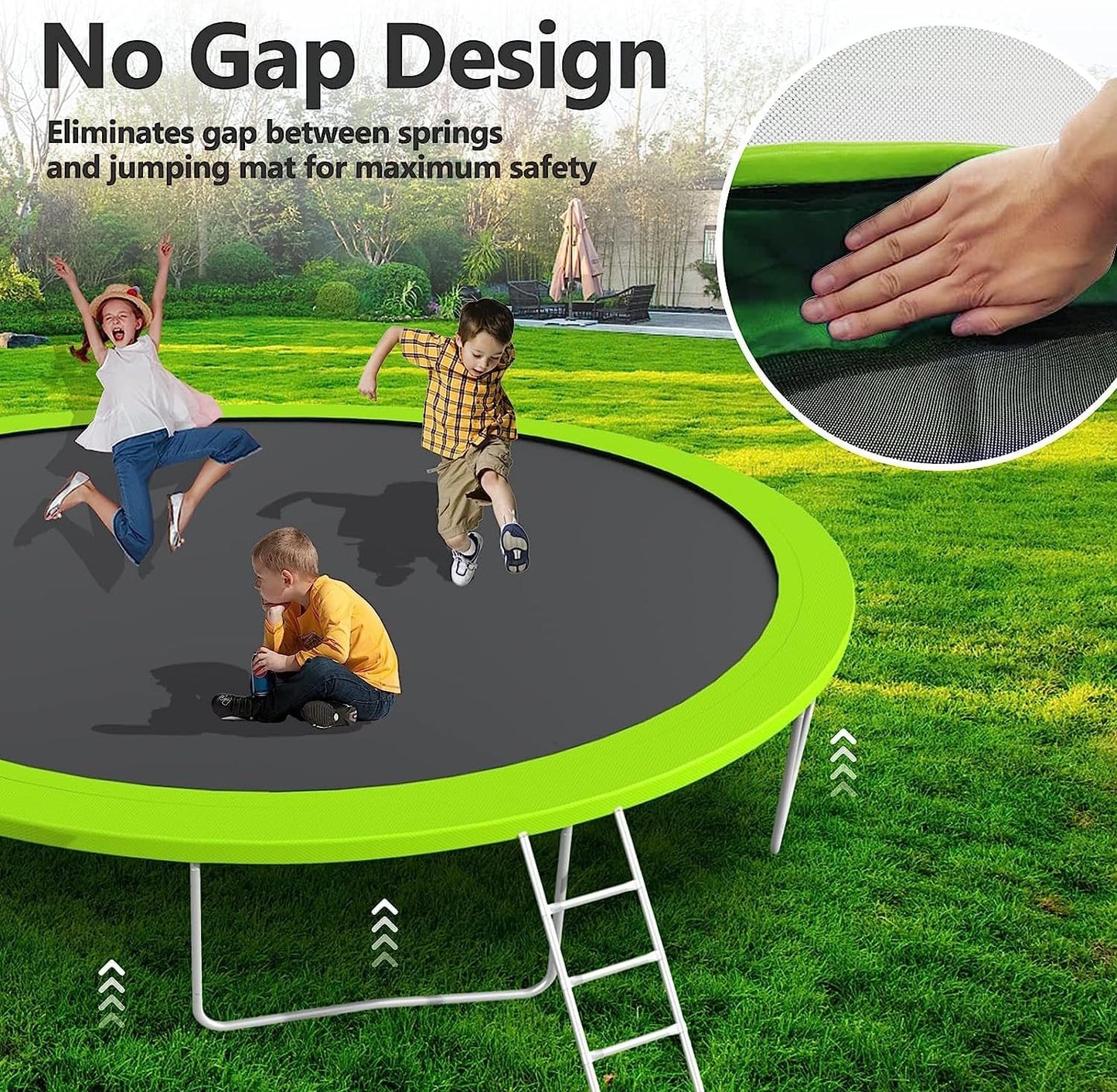 Upgraded 10/12/14/15/16FT Trampoline Outdoor, Large Kids Trampoline with Light, Stakes, Sprinkler, Backyard Trampoline with Basketball Hoop and Net, Capacity for 4-6 Kids and Adults