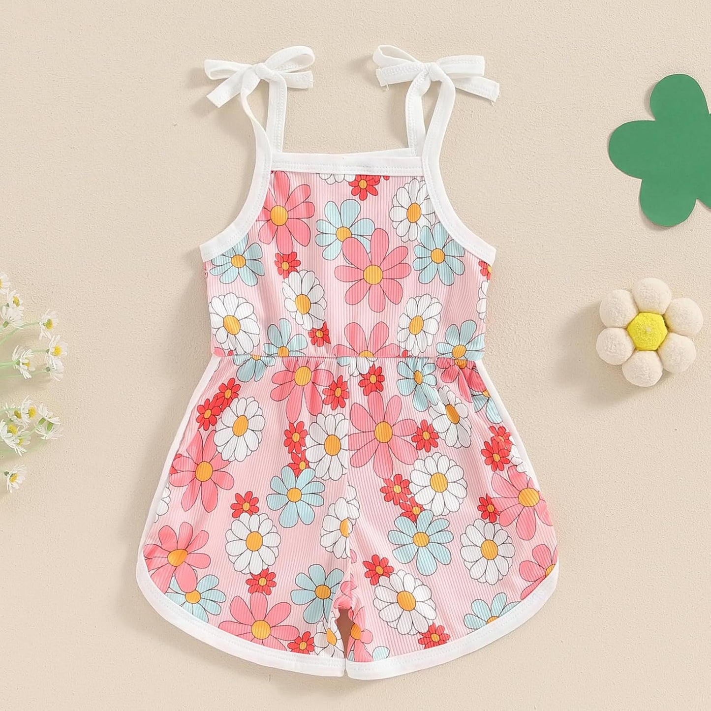 WZTYYDS Toddler Baby Girl Summer Clothes Floral Romper Tie-Up Strap Halter Jumpsuit Infant Summer Sling Playsuit 6M-3T