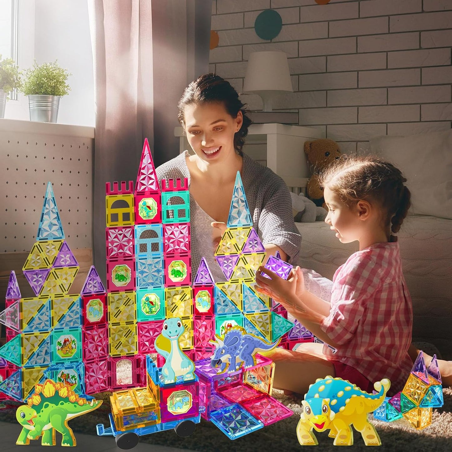 Jasonwell 110PCS Magnetic Tiles Building Blocks Set for Boys Girls Preschool Educational Magnet Construction Kit Stacking STEM Toys Christmas Birthday Gifts for Kids Toddlers 3 4 5 6 7 8 9 + Year Old