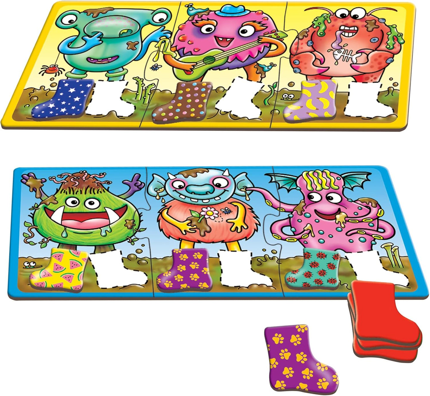 ORCHARD TOYS Moose Smelly Socks Game. Find Matching Pairs of Socks for Your Monsters! for Ages 3-6 and 2-4 Players