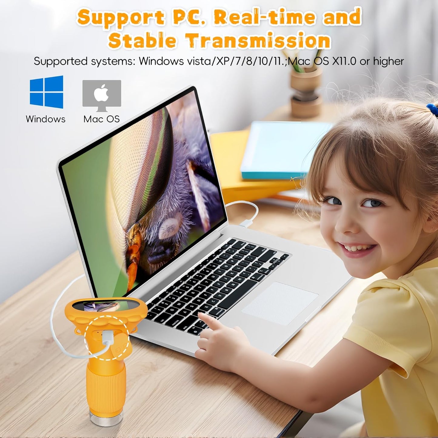 Microscope for Kids, Ahalfcit explorerscope with 2'' Inch Screen -1000X Zoom Portable Microscope Camera, Birthday for 3 4 5 6 7 8 9 0 11 12 Years Old Kids,Science Educational Toys