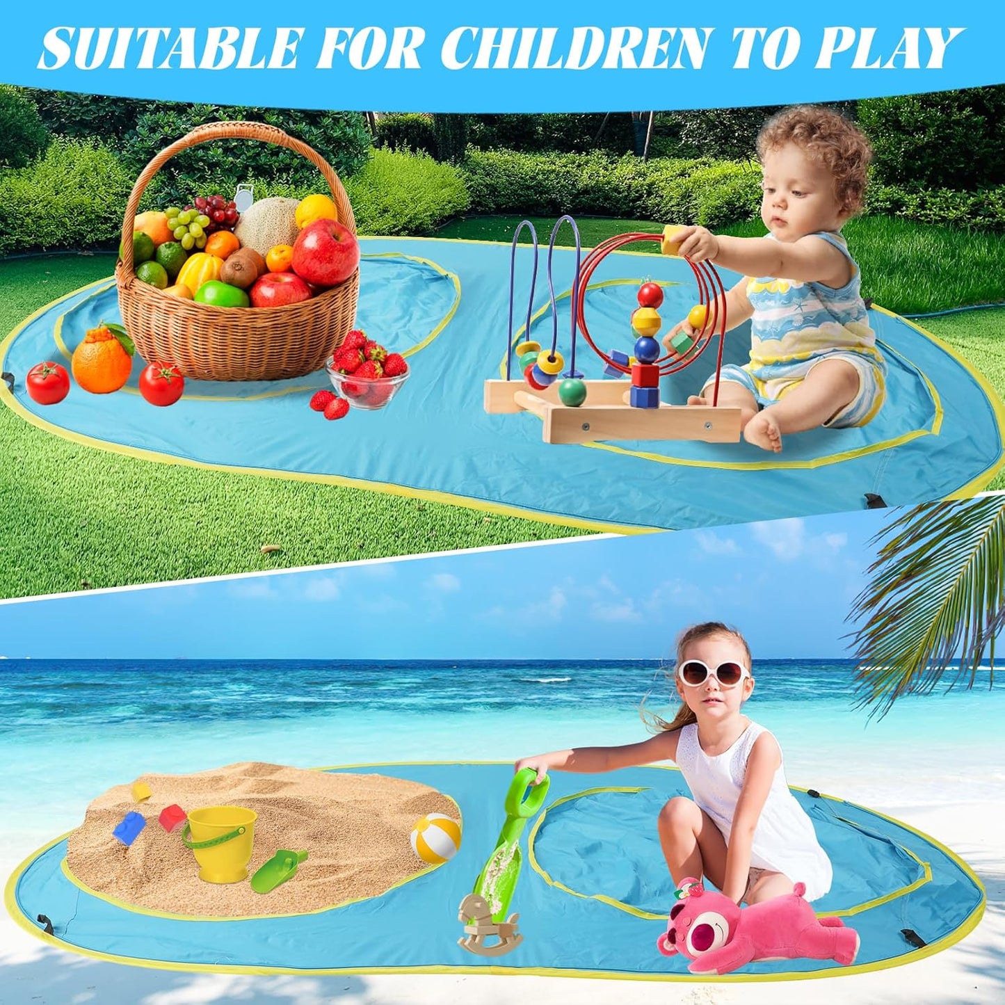 Baby Beach Tent-2 Pools Pop Up UPF 50+ Sunshade with Carry Bag, Portable for Travel,Beach,Camping,Indoor