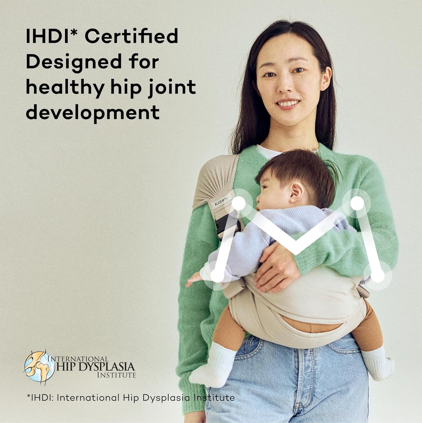 Konny Baby Carrier Hip Seat, Dual Support IHDI Certified with Two Safety Pads, Adjustable Wraps Sling Wearable One Size Fits All, Baby Essentials for 6 to 48 Months up to 44 lbs -Blue Grey