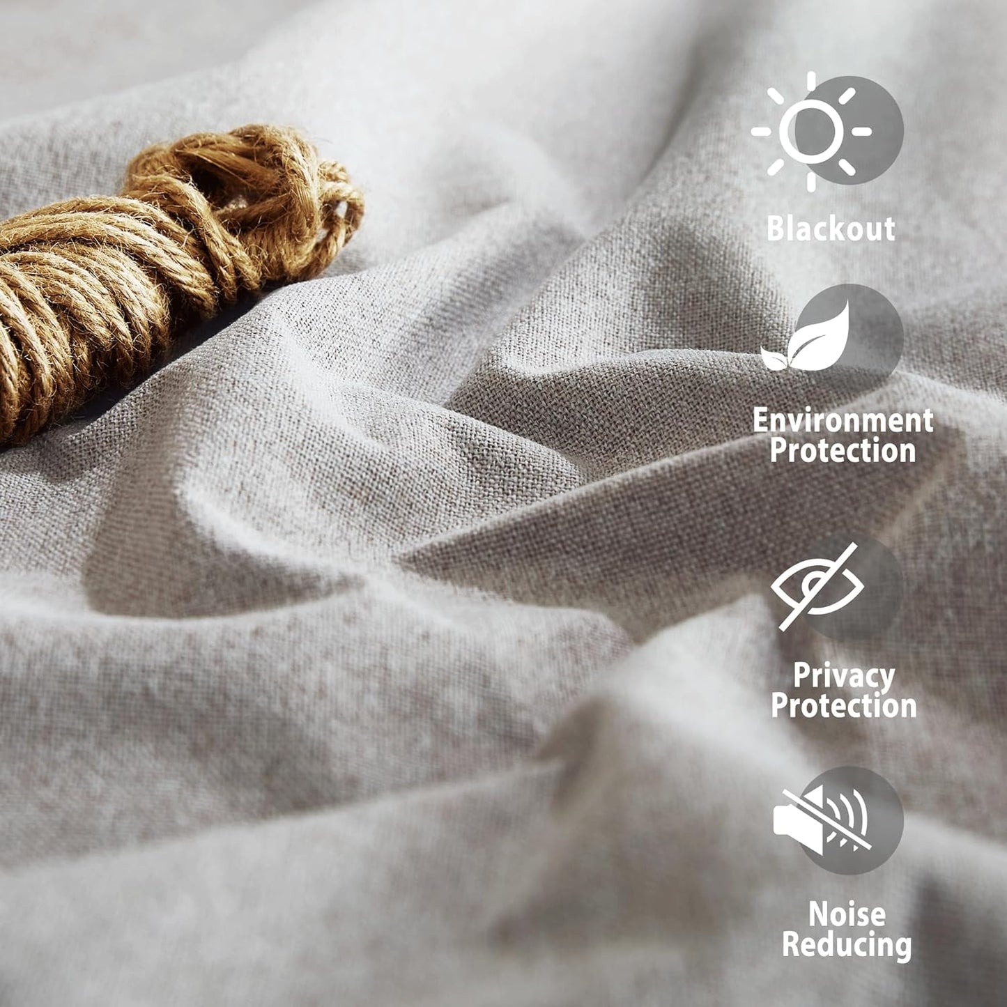 NICETOWN 100% Absolutely Blackout Faux Linen Curtains with Thermal Insulated White Liner, 52" W, 2 PCs, Light Grey, 95" Long Drapes Sweep The Floor Decorative Keep Privacy Panels for Living Room/Villa