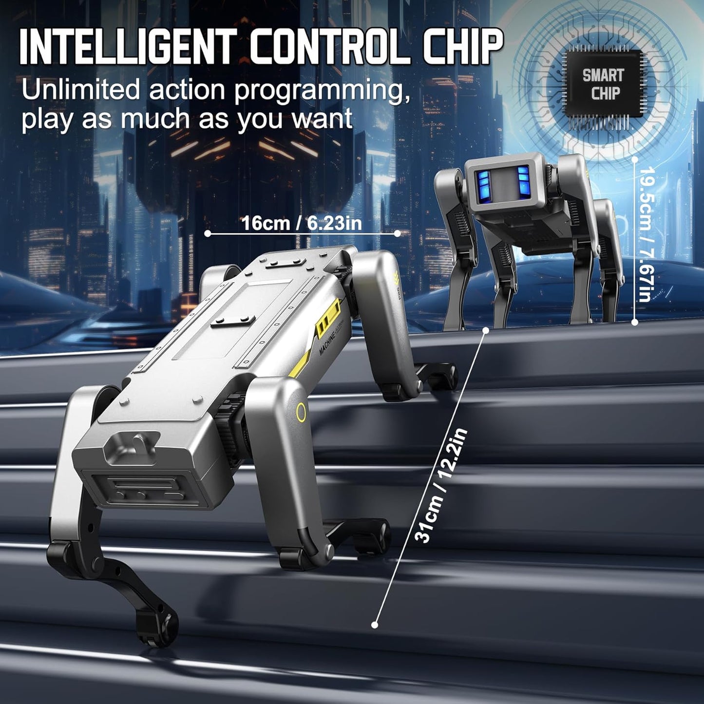 Robot Dog, AI Dog, AI Smart Pet, Will Dance and Kungfu, Voice/App/Remote Control, Support Action Programming, AI Robot Ideal Gift for Adults/Kids