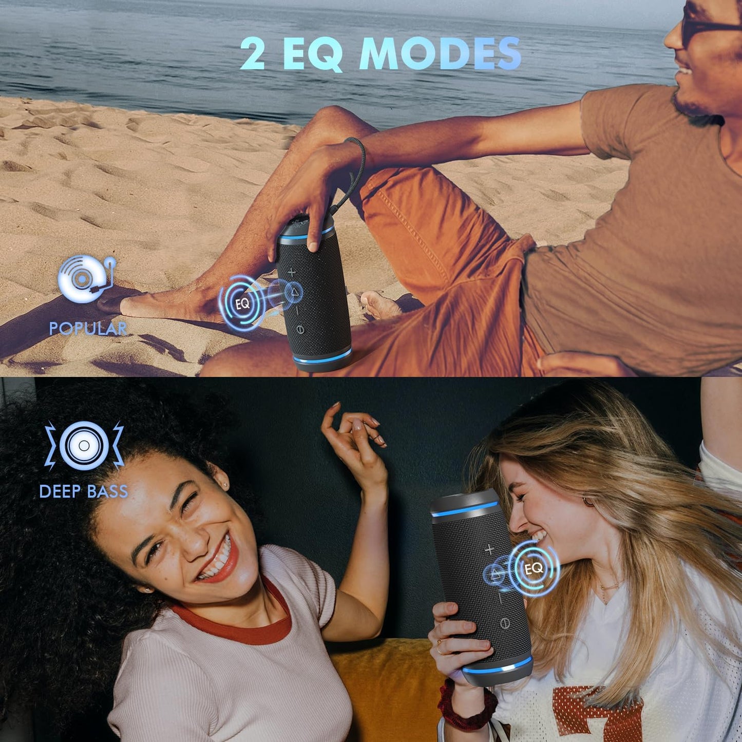 W-KING 36W Portable Speakers Bluetooth Wireless, IPX6 Waterproof Bluetooth Speaker Loud, Powerful 360° Sound, Hi-Fi Audio, BT5.4, 30H Battery, Stereo Pairing, EQ for Outdoor, Travel, Home, Beach, Bike