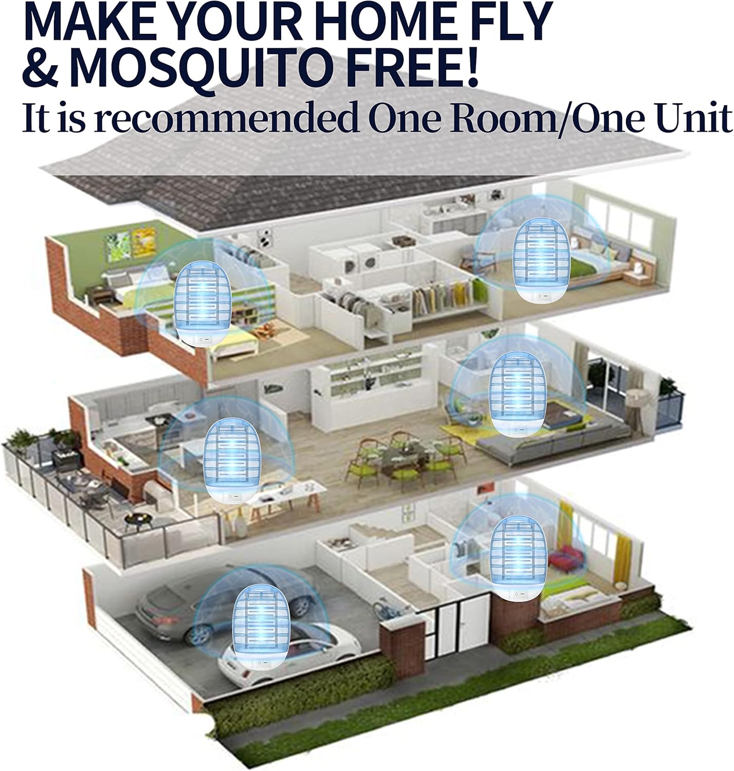 Indoor Bug Zappers, Fly Traps for Indoors, Insect Traps for Home Mosquito Killer for Kids & Pets, Home, Kitchen, Bedroom, Baby Room, Office (6 Packs)