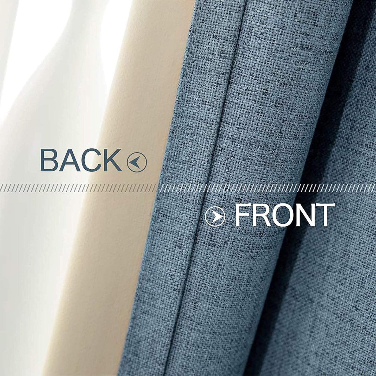 MIULEE Linen Texture Curtains, 2 Panels (Dusty Blue, W52xL84), Blackout, Grommet, Room Darkening, Nursery, Solid, Classic, 2 Count