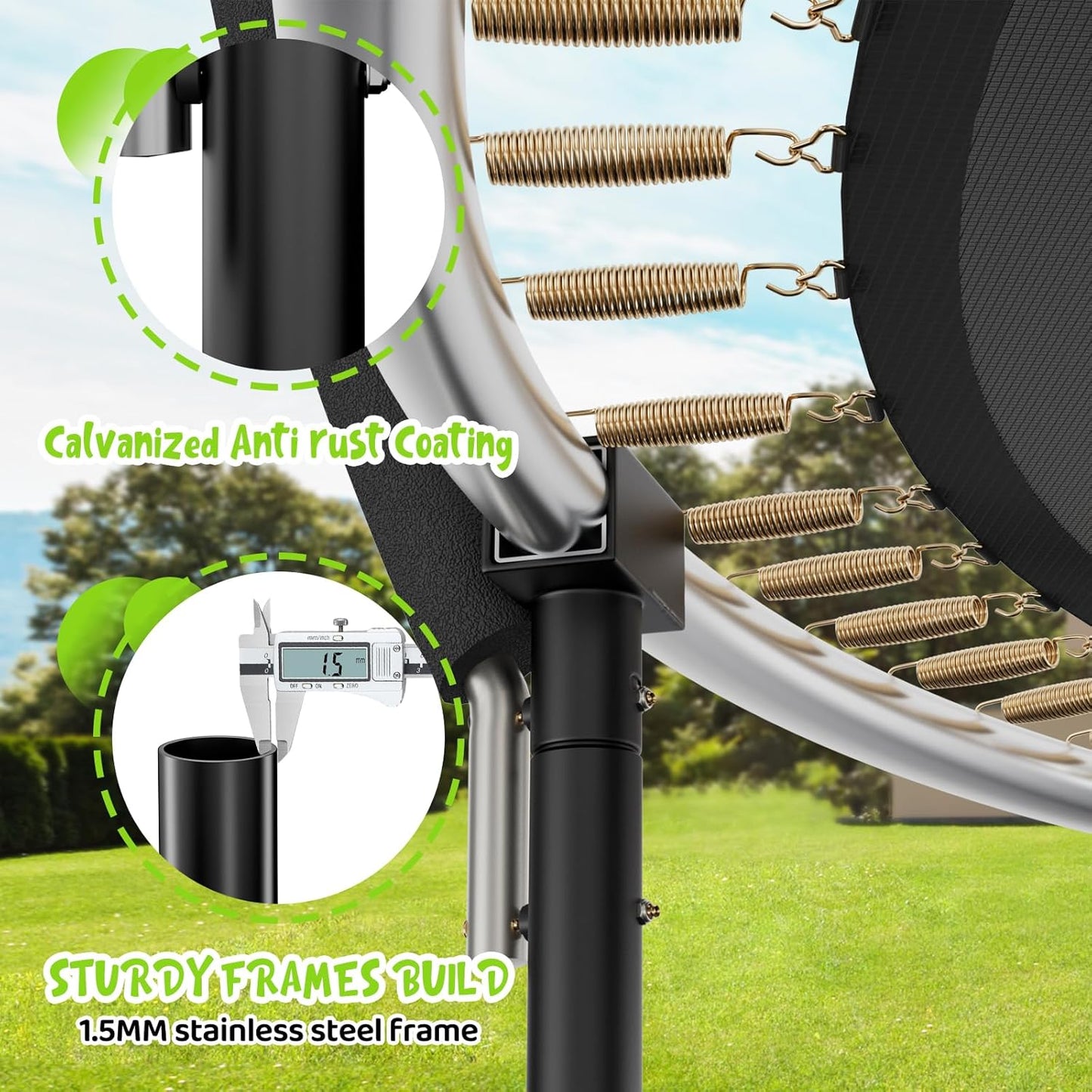 Gigu 10FT 12FT 14FT Recreational Trampolines with Enclosure Net and Ladder and Anti-Rust Coating, ASTM Approved Trampoline Outdoor for Kids and Adults Outdoor Yard Trampolines