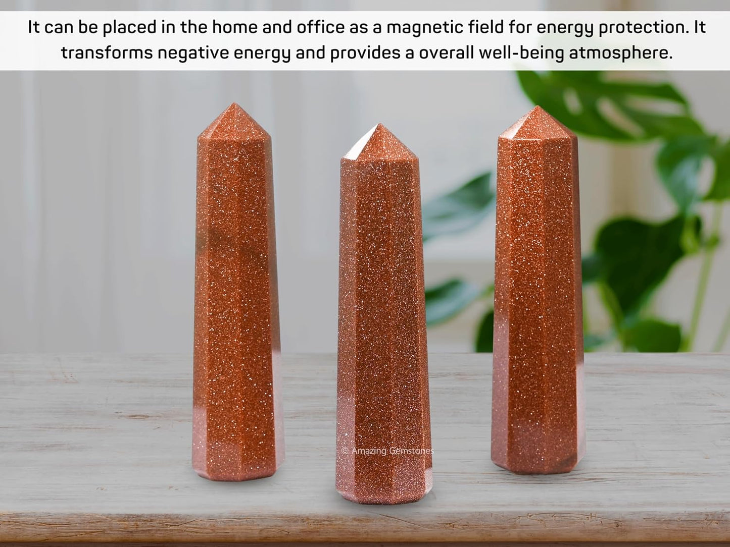 Amazing Gemstone Red Goldstone Crystal Towers - Natural Healing Crystal Point Obelisk for Reiki Healing and Crystal Grid (3 Inch)