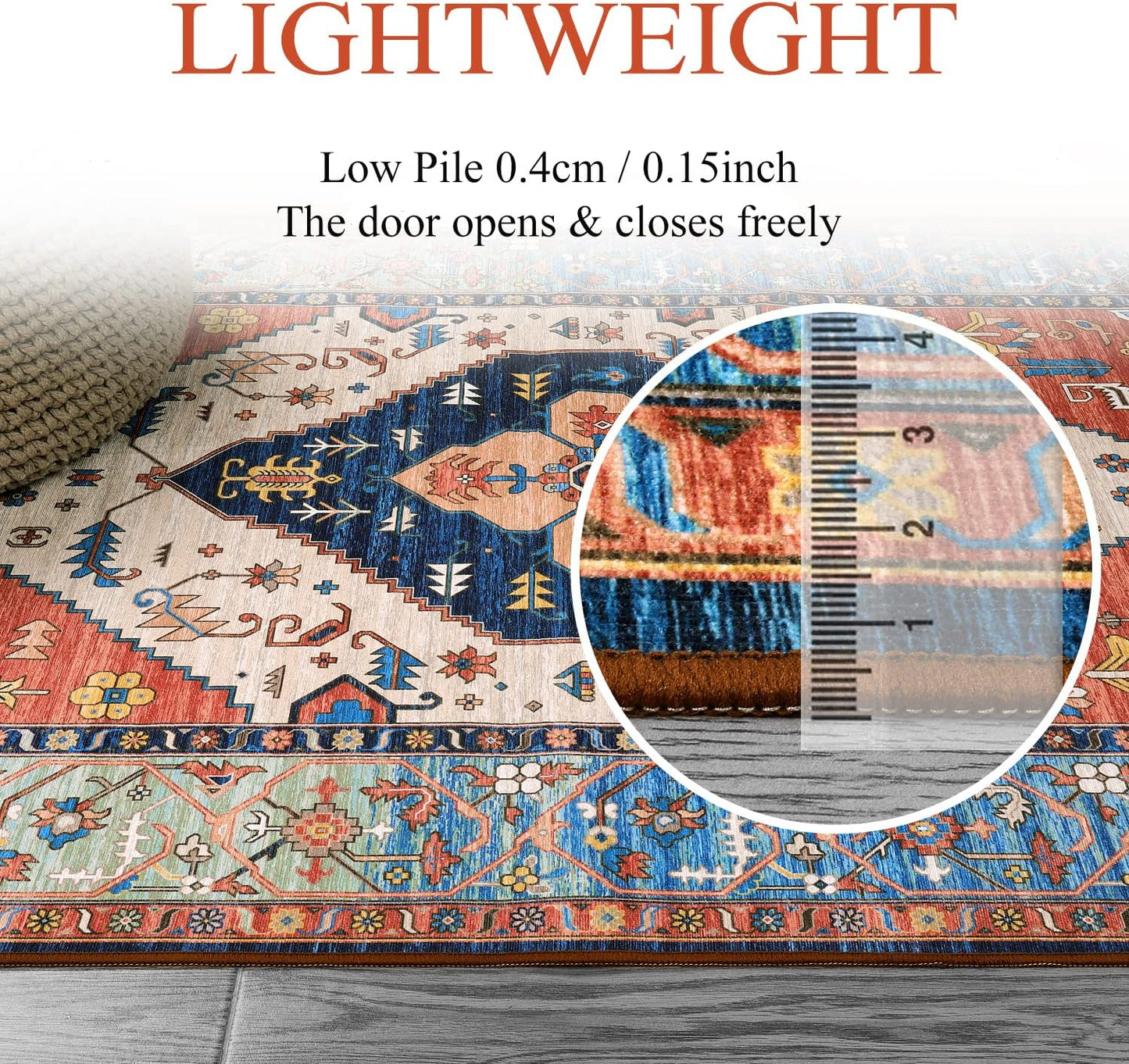 Lahome Boho Machine Washable Rugs - 5x7 Area Rugs for Living Room Non-Slip Oriental Throw Bedroom Rug Ultra-Thin Large Office Dining Room Rug Accent Floor Carpet for Kitchen Laundry Room