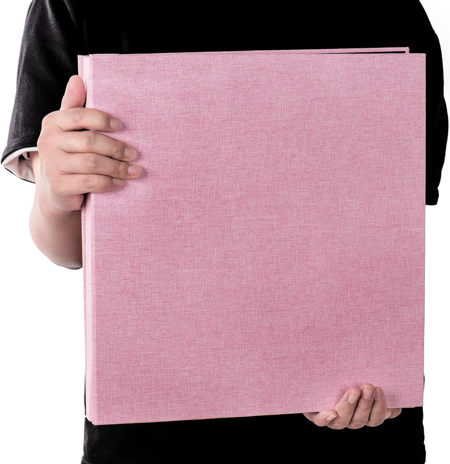 Large Photo Album Self Adhesive 4x6 8x10 10x12 Scrapbook Magnetic Album DIY Scrapbook Length 13 x Width 12.8 (Inches) 120 Sticky Pages Linen Cover DIY Photo Album(Pink)