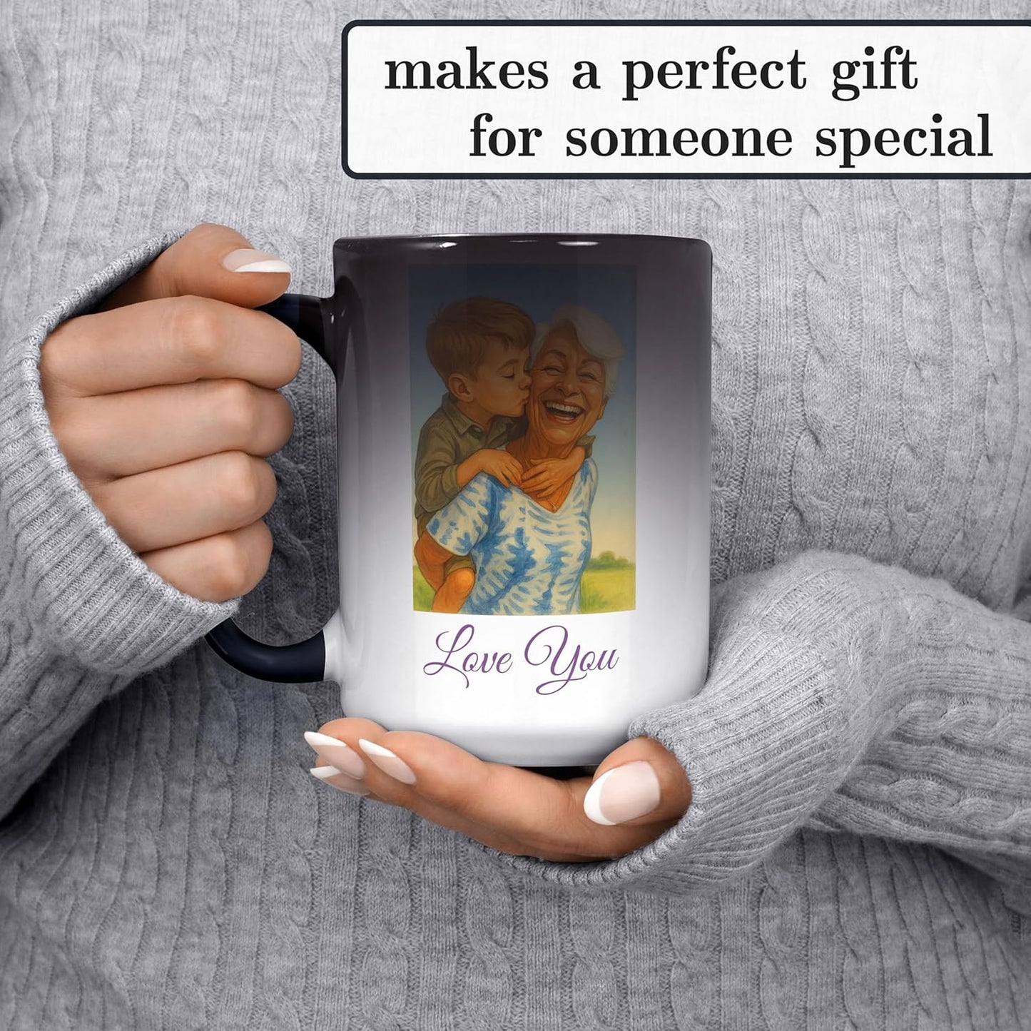 Personalized Coffee Mug, Custom Photo Caricature Gift, Funny Customized Coffee Gift for Men & Women, Custom Mugs with Pictures, Color Changing 15oz Father's Day Mug