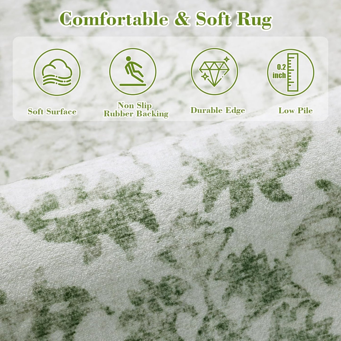 Light Green Area Rugs 6x9 for Living Room, Washable Vintage Rugs for Bedroom, Distressed Throw Rug, Non Slip Rug Carpet for Bedroom Dining Office