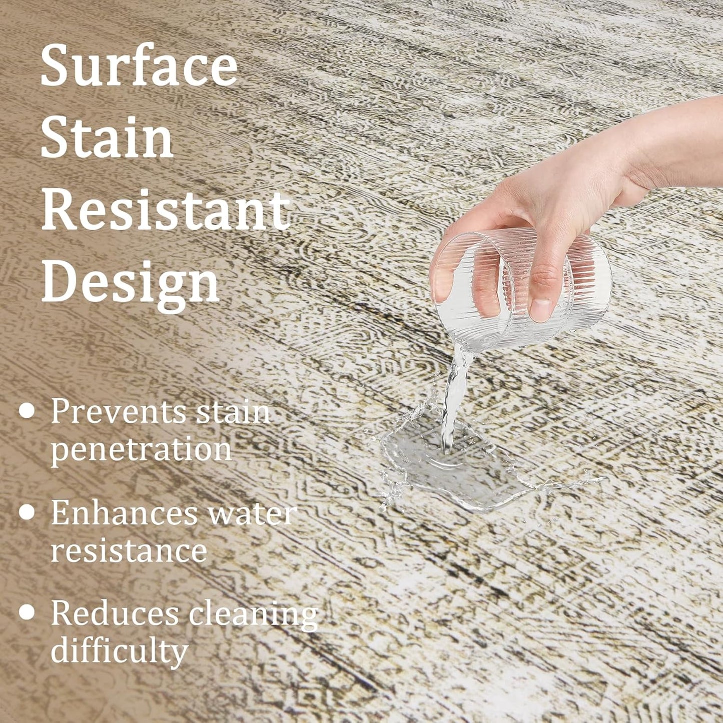 9x12 Area Rug Living Room Rugs - Washable Rug Large Modern Abstract Soft Thin Carpets Indoor Floor No Slip Vintage Carpet for Bedroom Under Dining Table Nursery Home Office Decor Nature